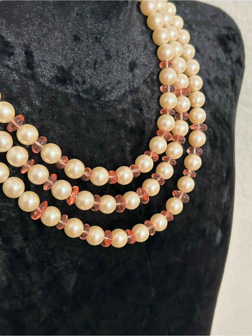 Monet Triple Strand Faux Pearl Necklace - Picture 2 of 9